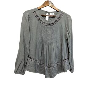 Old‎ Navy Gray Long Sleeve Top with Lace Details - Women's Size M